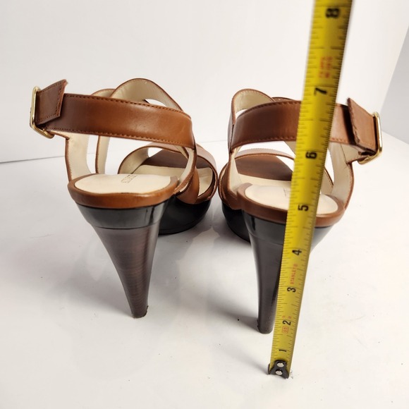 Audrey Brooke Women's Open Toe Strappy Slingback Platform Sandals Brown Size 7M - Picture 3 of 7